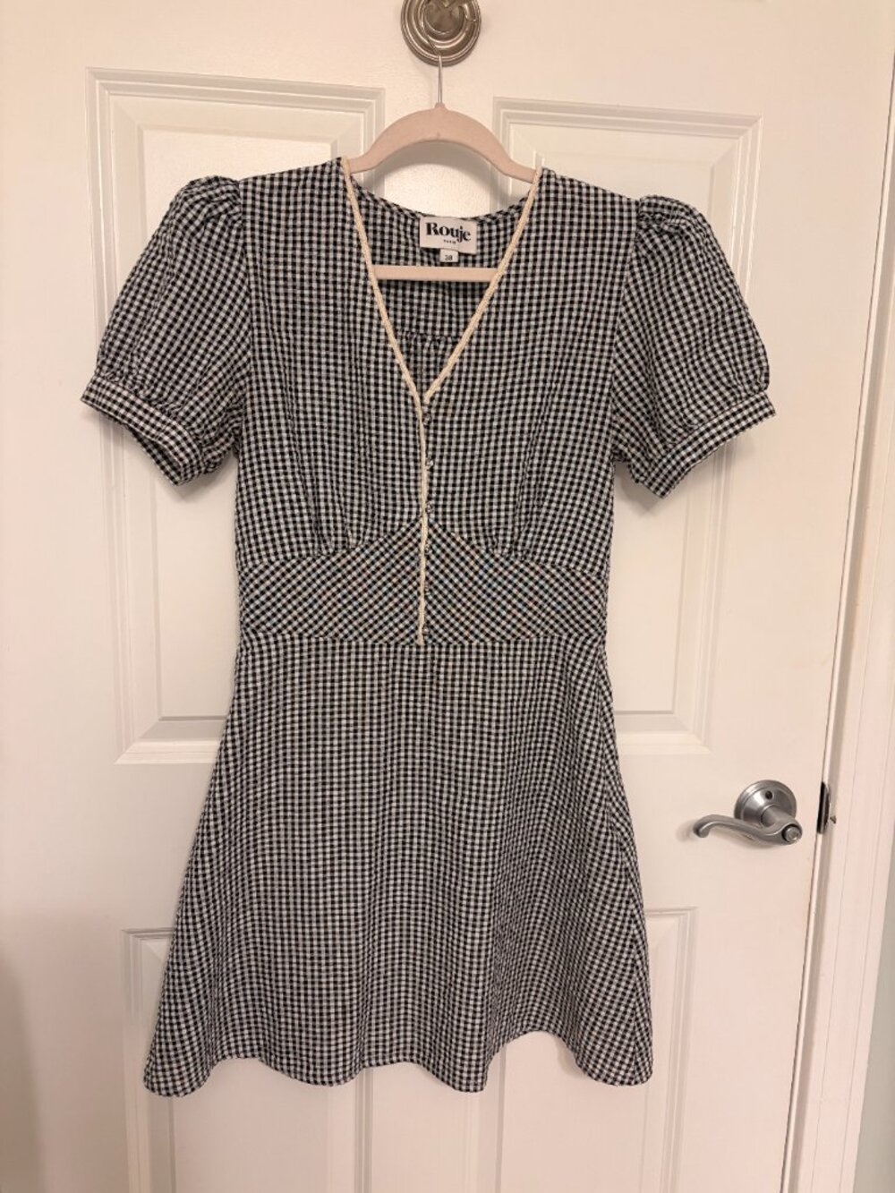 ROUJE Ondine Dress In Black Gingham Size 38